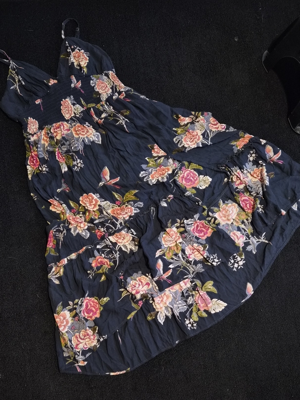 Navy Lace Floral Hi- Low